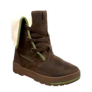 Keen Womans 6.5 Snowmass Waterproof Leather Winter Boots Shearling Lined Brown